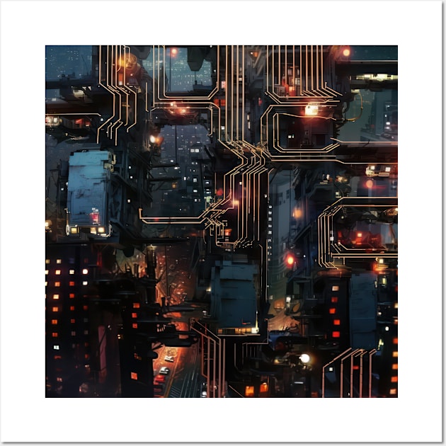 Cyber Circuit Cityscape Wall Art by star trek fanart and more